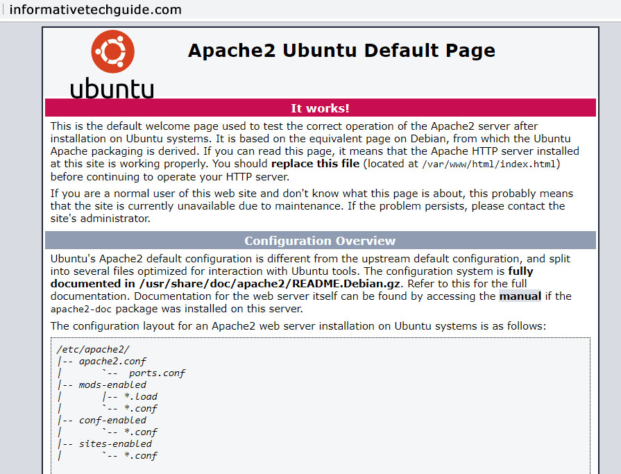 Showing Apache2 Ubuntu Page while loading your website